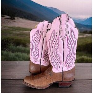 JUSTIN Women's 8 Cowboy-Girl Boots USA Punchy L2667 Square Toe Western Pink Y2K!